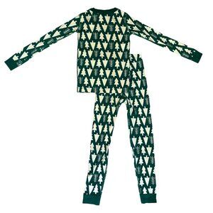 Hanna Andersson Long John Pajamas Organic Cotton Christmas Trees size 8